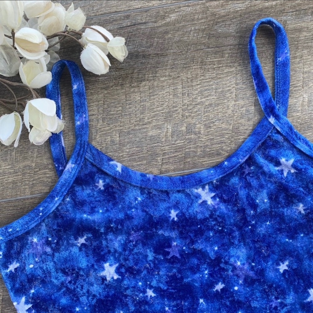 Grunge GlamourChik Blue Star Cropped Tank - Picture 2 of 8